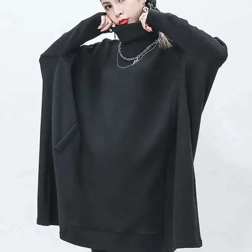 Load image into Gallery viewer, Black Big Size Knitting Sweater Loose Fit Turtleneck Long Sleeve Women Pullovers New Fashion Tide Autumn Winter 2025 1Z319
