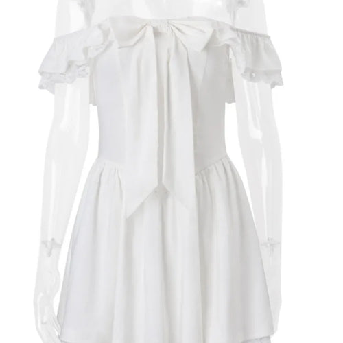 Load image into Gallery viewer, Off-shoulder Backless Sexy Mini Dress Women Robe Fashion White Strapless Sleeveless High Waist Lace Club Dress Female
