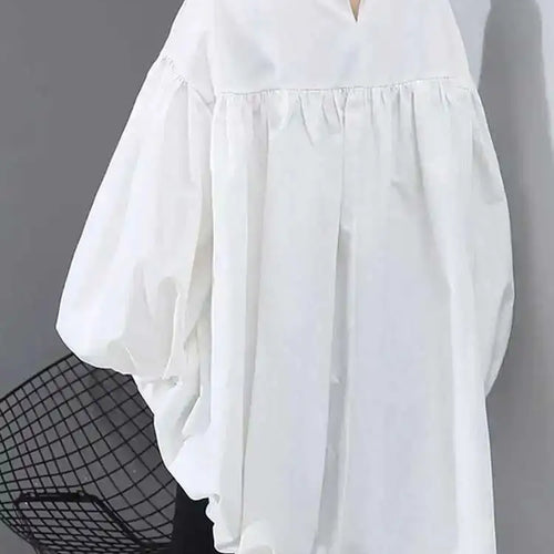 Load image into Gallery viewer, Women Back Long Drawstring Big Size Blouse New Satnd Collar Long Sleeve Loose Fit Shirt Fashion Spring Autumn 2025 1Z189
