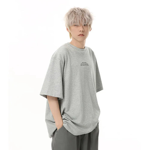 Load image into Gallery viewer, Men's T-shirts Short Sleeve New Korean Style Letter Print Design Round Neck Solid Color Trendy Male Pullover Top 9W1834

