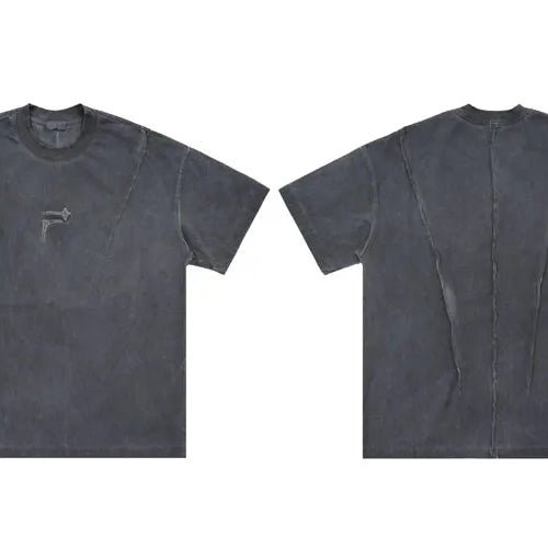 Load image into Gallery viewer, Vintage Men T-Shirt Grunge Retro Embroidery Folds Washed Tshirt Streetwear 2024 Hip Hop Harajuku Punk Gothic Cotton Loose Tops
