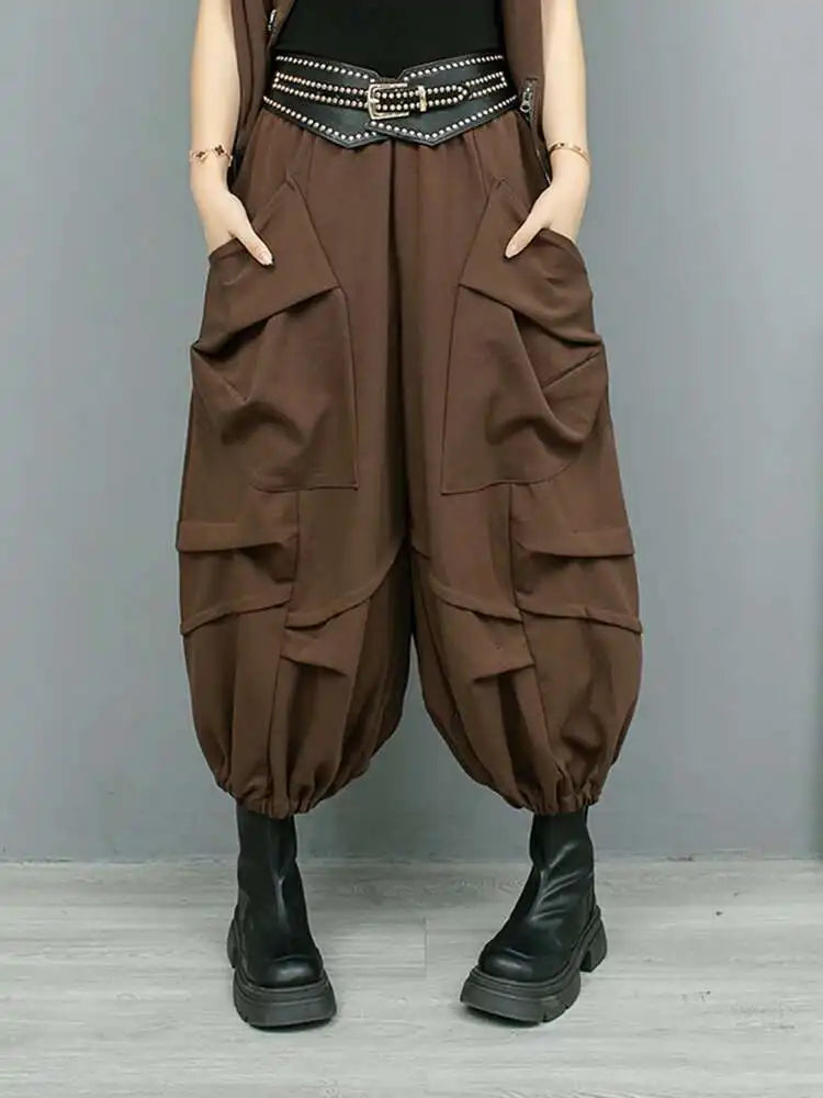 Big Size Coffee Vest Wide Leg Pants Two Piece Suit New V-Neck Sleeveless Women Fashion Tide Spring Autumn 2025 1DH8108