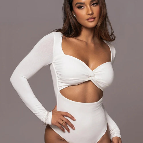 Load image into Gallery viewer, Sexy Long Sleeved Hollowed Out Babysuits Women Elastic Tight Elegant Jumpsuit Female Fashion Skinny Party Club Rompers
