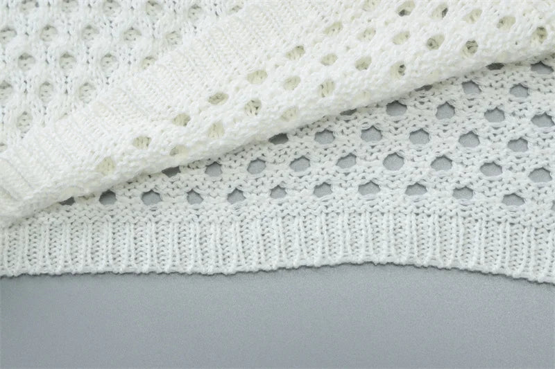 Hollow Out Beach Knit Sexy Mini Dress Women Elegant Halter Lace-up Sleeveless Backless Vacation Club Party Dress