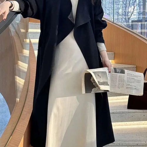 Load image into Gallery viewer, Women Khaki Irregular Big Size Long Trench New V-neck Long Sleeve Windbreaker Fashion Tide Spring Autumn 2025 1DH4760
