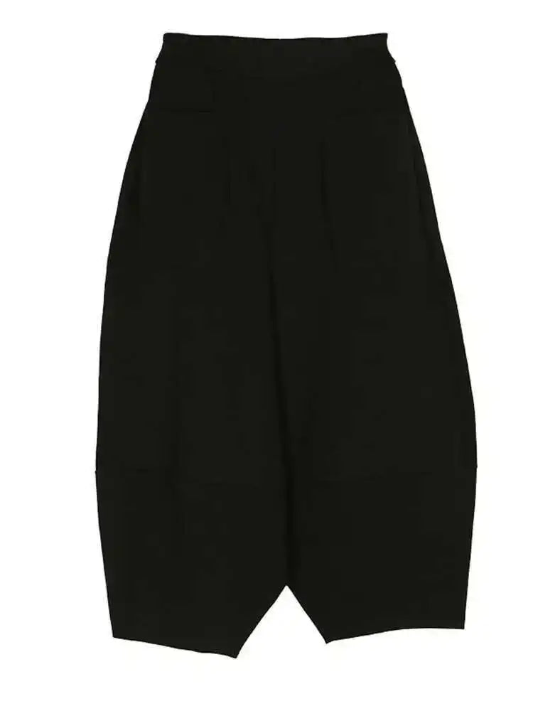 High Elastic Waist Black Pleated Wide Leg Pants New Loose Fit Trousers Women Fashion Tide Spring Autumn 2025 1DF5744