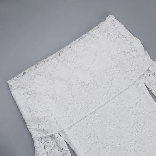 Load image into Gallery viewer, Lace Off-shoulder Sexy Maxi Dress For Women White Strapless Long Sleeve Backless Bodycon Club Party Sexy Long Dress
