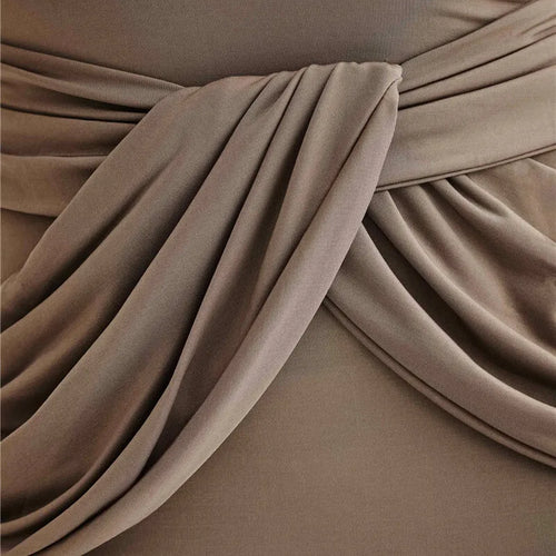 Load image into Gallery viewer, Diagonal Collar Long Sleeve Maxi Dress For Women Autumn Winter New Solid High Waist Ruched Bodycon Sexy Long Dress
