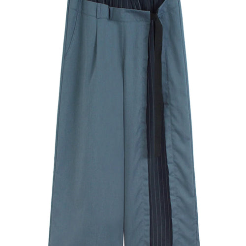 Load image into Gallery viewer, High Elastic Waist Blue Striped Color-block Wide Leg Pants New Trousers Women Fashion Tide Spring Autumn 2025 1DJ1320
