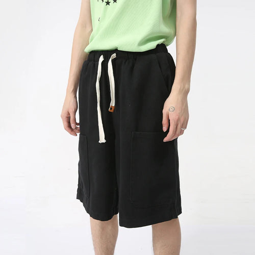 Load image into Gallery viewer, Men&#39;s Shorts Casual Lace Up Straight Leg Elastic Waist Design Trendy Versatile Cargo Pants Japanese Style 9C5830
