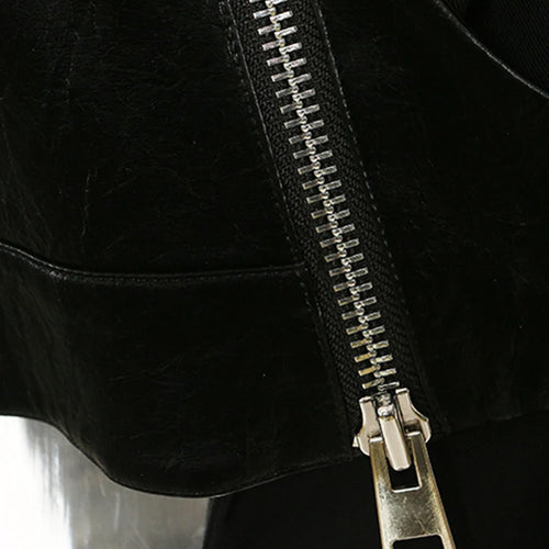 Load image into Gallery viewer, Women Black Irregular Pu Leather Blazer New Lapel Long Sleeve Loose Fit Jacket Fashion Tide Spring Autumn 2025 17A7466
