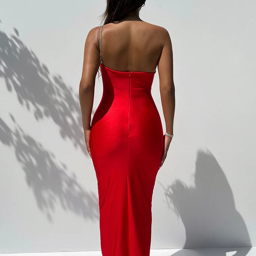 Load image into Gallery viewer, Sexy Bright Diamond Lnclined Shoulder Women Dress Backless Elegant Elastic Dress Summer Slim Fashion Party Clubwear
