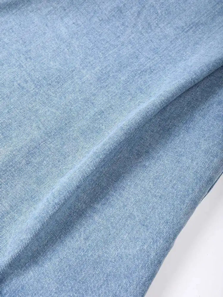 High Waist Blue Denim Color-block Slim Long Wide Leg Jeans New Women Trousers Fashion Tide Spring Autumn 2025 YX018105