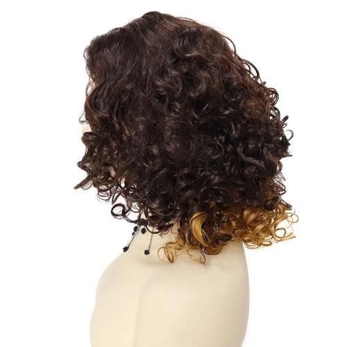 Load image into Gallery viewer, Synthetic Afro Kinky Curly Wigs for Black Women Highlight Wig Bob Brown Wig Curlys African Style Natural African Wig
