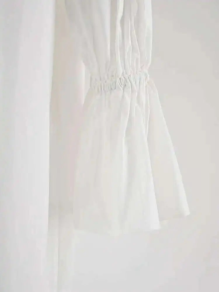 Women White Big Size Elegant Shirt Dress New Stand Collar Long Flare Sleeve Fashion Tide Spring Autumn 2025 CPDB216