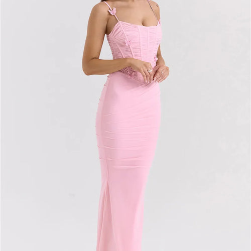 Load image into Gallery viewer, Bow Spaghetti Strap Sexy Maxi Dress For Women Gown Elegant Off-shoulder Sleeveless Backless Evening Club Party Dress
