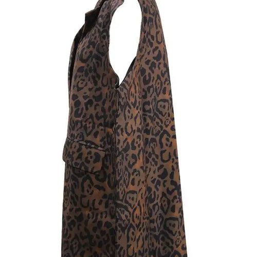 Load image into Gallery viewer, Women Leopard Print Big Size Casual Vintage Mini Vest Dress New Lapel Sleeveless Fashion Tide Spring Autumn 2025 1DH5205
