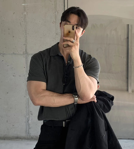 Solid Color Men's Tees Korean Style Short Sleeved Button Design Casual Menswear Loose Pullover Male T-shirts Trendy 9W1196