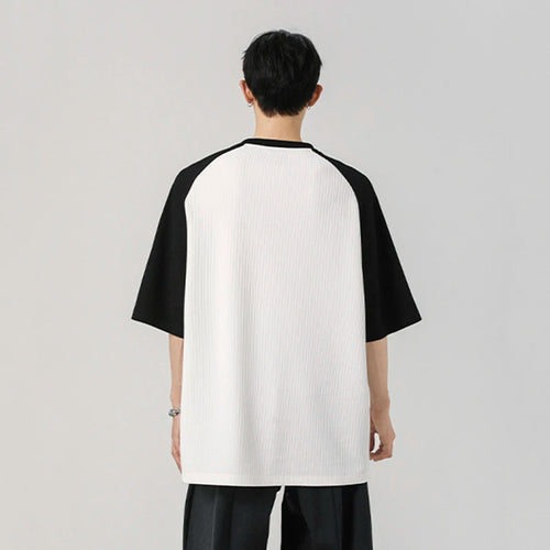 Load image into Gallery viewer, Men&#39;s T-shirts Short Sleeve New Summer Pinstripe Splicing Trendy Pullover Trendy Two Color Design Male Casual Tops 9W1933
