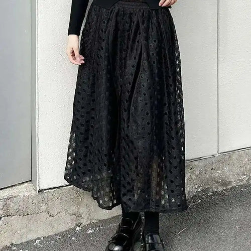 Load image into Gallery viewer, High Elastic Waist Black Lace Hollow Out A-line Elegant Half-body Skirt Women Fashion Tide New Spring Autumn 2025 1DH8738
