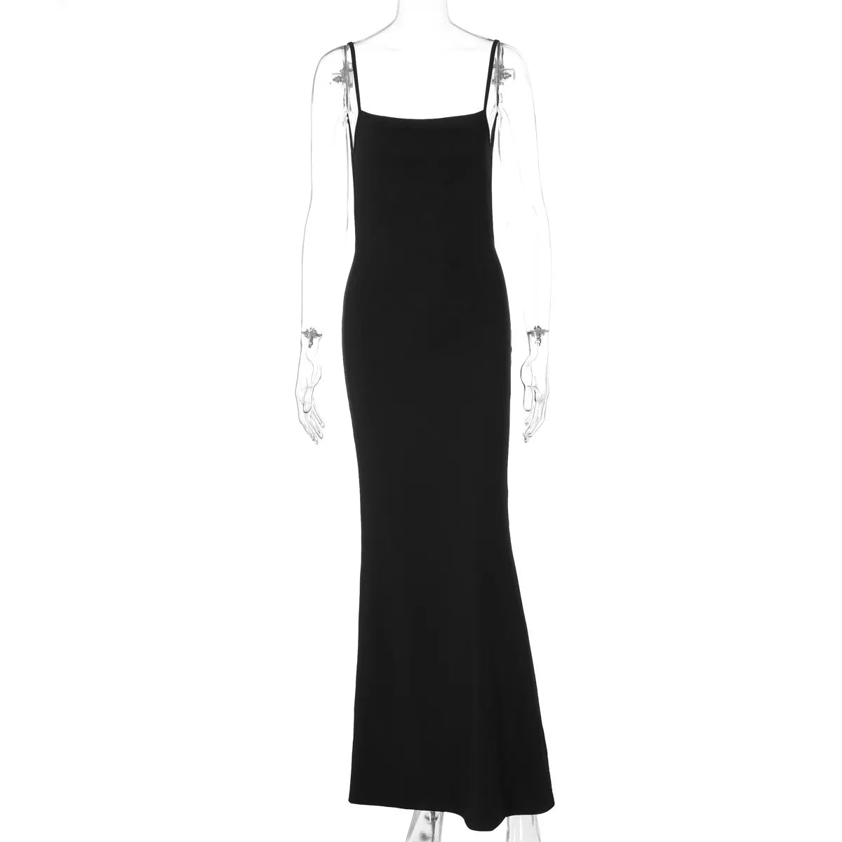 Spaghetti Strap Backless Sexy Maxi Dress Women Gown Summer New Fashion Solid High Waist Evening Beach Club Long Dress