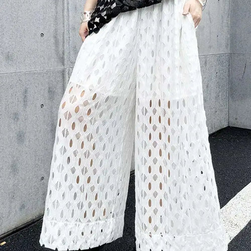 Load image into Gallery viewer, High Elastic Waist Black Lace Hollow Out Long Wide Leg Pants New Trousers Women Fashion Tide Spring Autumn 2025 1DH5969
