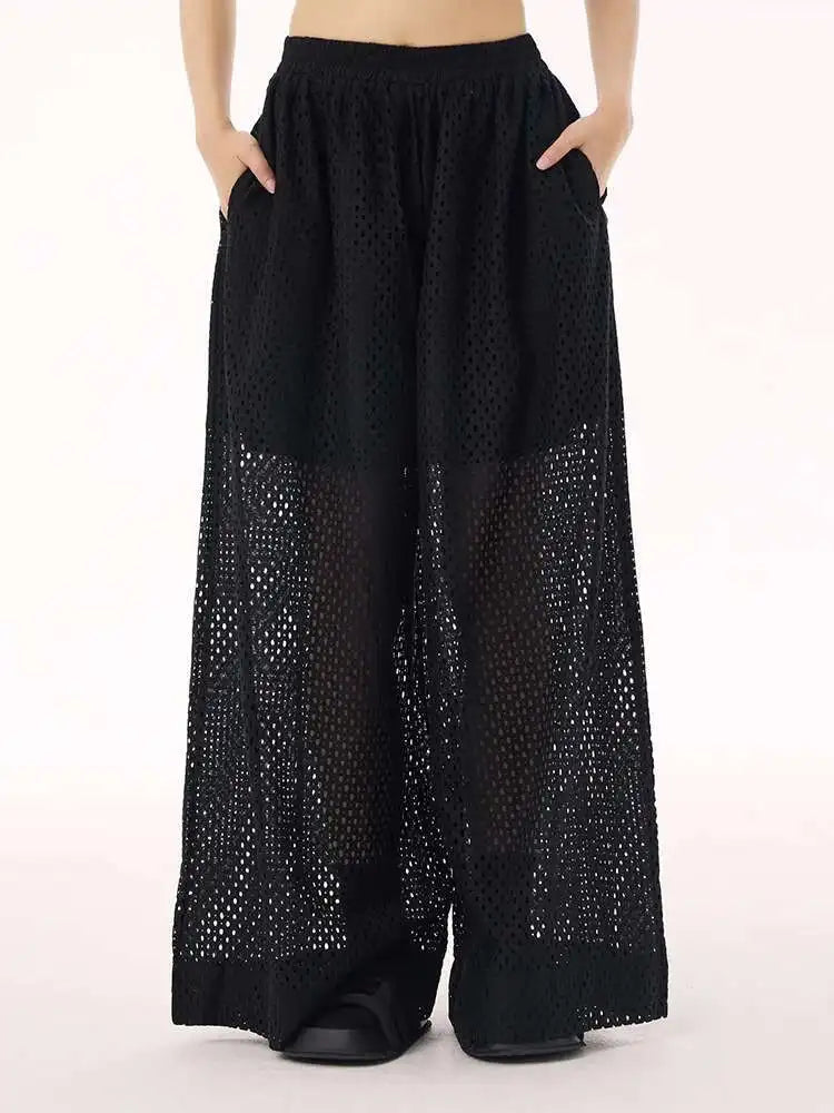 Women White Hollow Out Big Size Long Elegant Shirt Dress New Lapel Sleeveless Fashion Tide Spring Autumn 2025 1DH9424