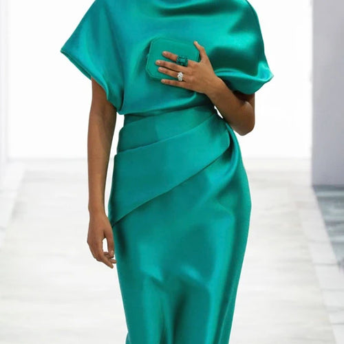 Load image into Gallery viewer, Womans Summer Maxi Dresses Loose Green Short Sleeves Original Creation Party Evening Prom Dresses Women 2025 Summer New
