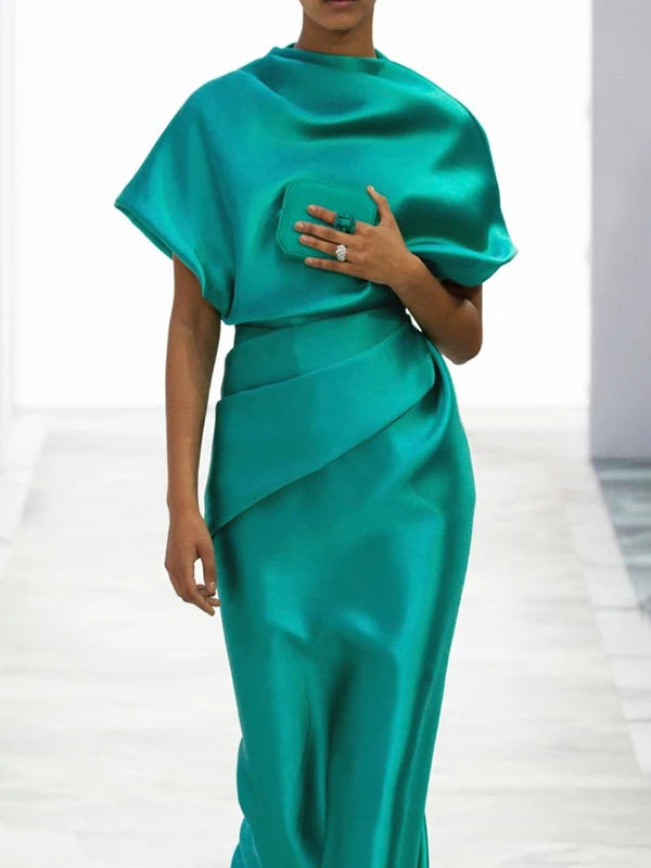 Womans Summer Maxi Dresses Loose Green Short Sleeves Original Creation Party Evening Prom Dresses Women 2025 Summer New