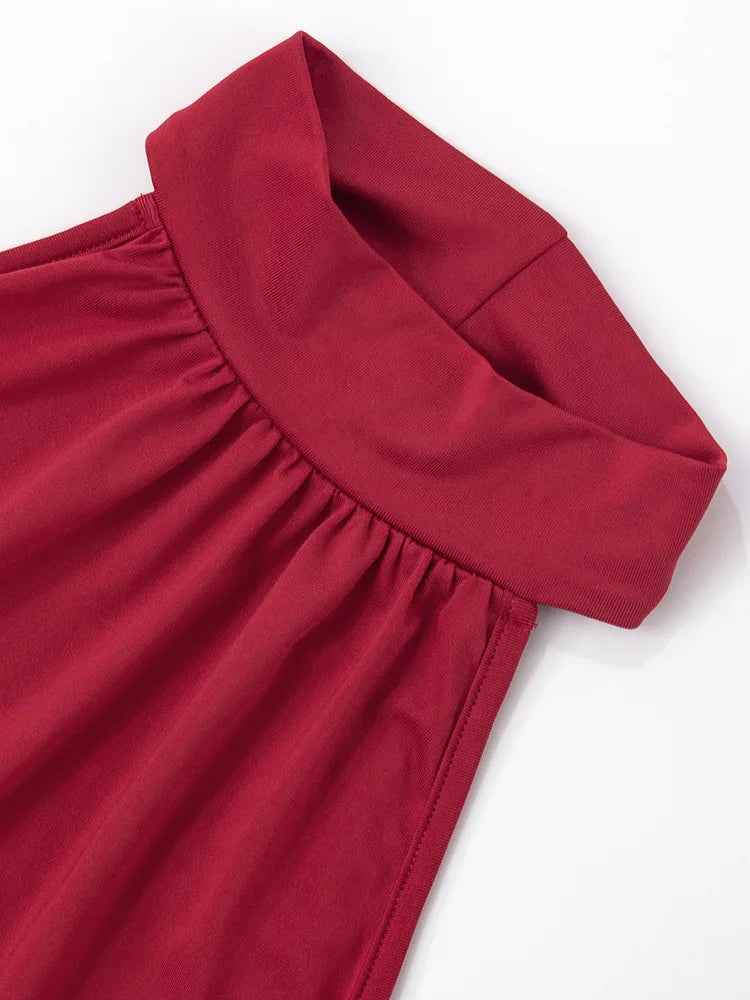 Halter Ruched Sleeveless Sexy Maxi Dress Women Gown Fashion Slim High Waist Evening Club Party Split Long Dress