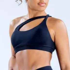 Pad Impact Asymmetric Sports Bra for Women One Shoulder Padded Yoga Top Bra Hollow Out Sexy Gym Bra Openback Workout Tops
