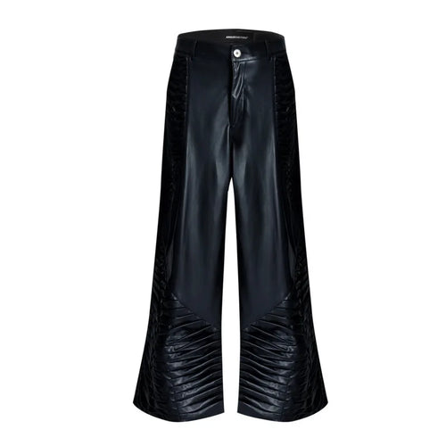 Load image into Gallery viewer, Pu Leather Pants Men Straight Wide Leg Trousers Side Three-dimensional Spine Creasing Design 2025 Spring Male 24E5172
