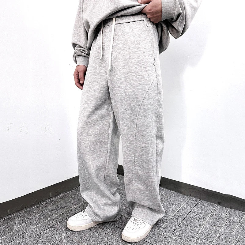 Men's Sweatpants New American Style Summer Solid Color Trendy Elastic Waist Male Casual Handsome Bottoms 2025 9W1743