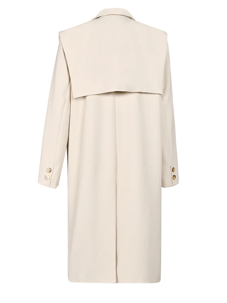 Women Blue Irregular Big Size Long Blazer New Lapel Long Sleeve Loose Fit Jacket Fashion Tide Spring Autumn 2025 7AB039