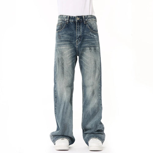 Load image into Gallery viewer, American Style Male Denim Pants New Worn-out Vintage Boot Cut Loose Casual Straight Leg Men&#39;s Jeans Summer 9C6671
