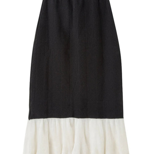 Load image into Gallery viewer, Color-block Knitting T-shirt Half-body Skirt Two Pieces Suit New Round Neck Women Fashion Spring Autumn 2025 1DH4959
