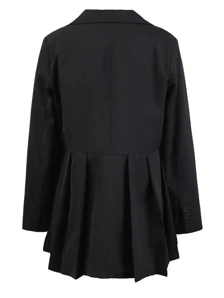 Women White Pleated Buckle Casual Blazer Loose New Lapel Long Sleeve Jacket Fashion Tide Spring Autumn 2025 2DA3933