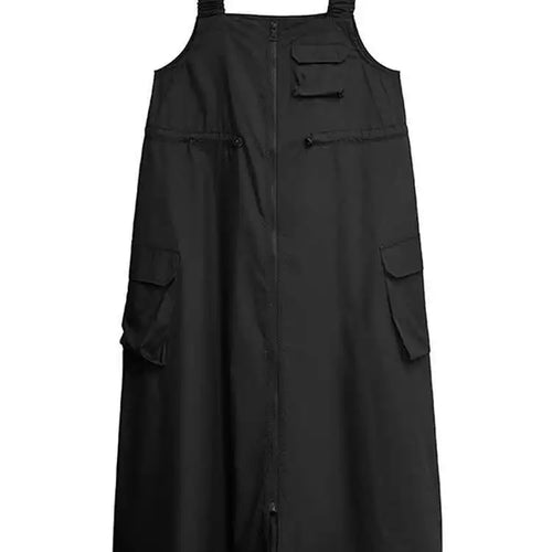 Load image into Gallery viewer, Women Black Pockets Drawstring Big Size Strap Dress New Square Collar Sleeveless Fashion Tide Spring Autumn 2025 1DH9934
