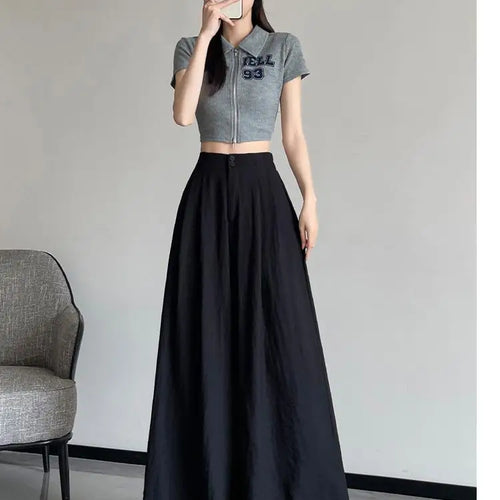 Load image into Gallery viewer, Women Clothes 2024 Spring Summer Fashion Black Beige Wide Leg Long Pants High Waist Streetwear Loose Khaki Straight Trousers New
