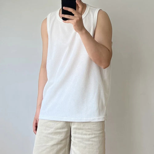 Load image into Gallery viewer, Summer Simple Male Sleeveless Top Loose Solid Color Stripe Casual Vest Stylish Men&#39;s T-shirt Pullover 9C5985
