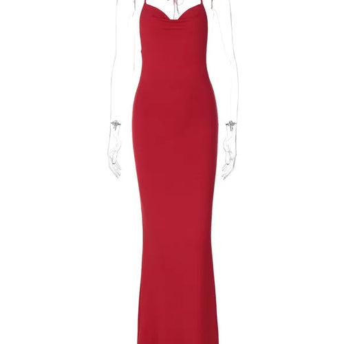 Load image into Gallery viewer, Elegant Halter Bandage Backless Sexy Evening Long Dress For Women Bodycon 2024 Fashion Solid Slim Hollow Out Maxi Dress

