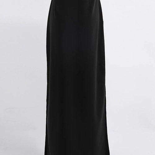 Load image into Gallery viewer, Black Loose Long Skirts Women A-Line Zip Skirts Ladies Elegant Summer Skirts Female With Pocket Ankle-Length Skirts
