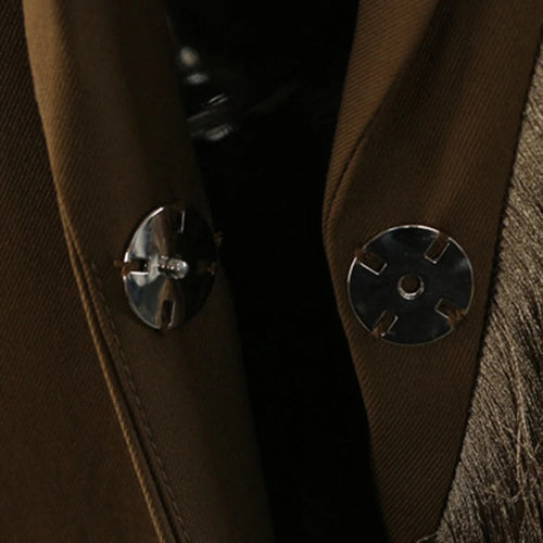 Load image into Gallery viewer, Women Army Green Color-block Tassels Big Size Blazer New Lapel Long Sleeve Jacket Fashion Tide Spring Autumn 2025 1DJ1290
