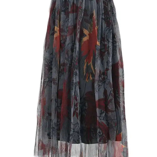 Load image into Gallery viewer, High Waist Black Pattern Printed Mesh Duoble Layers Half-body Skirt Women Fashion Tide New Spring Autumn 2025 2D1323
