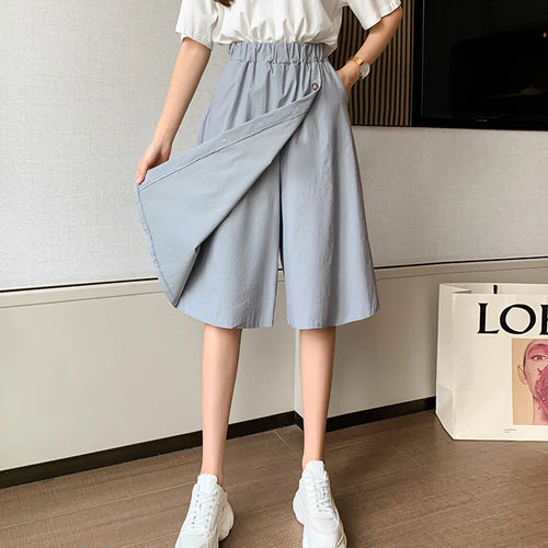 Load image into Gallery viewer, Solid Button Wide Leg Pant Skirt Female High Waist Loose Pentagonal Pant Korean Baggy Casual Fashion Trend Women Clothing Summer
