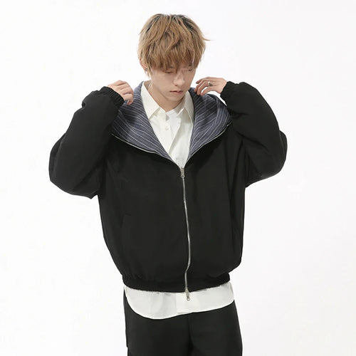 Load image into Gallery viewer, Personalized Men&#39;s Padded Coats Hooded Striped Reversible Design Thickened Shorts Casual Male Jackets New Winter 9C8730
