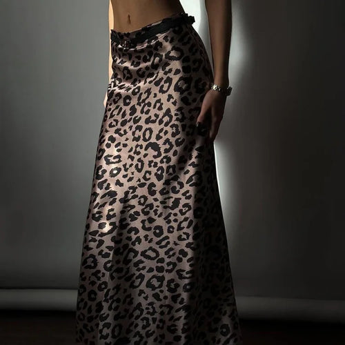 Load image into Gallery viewer, Satin Leopard Print Long Skirt Women Fashion High Waist Maxi Fishtail Skirt Ladies Fashion With Zipper Sexy Skirts
