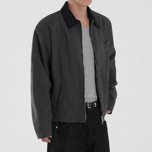 Load image into Gallery viewer, Men&#39;s Casual Zipper Jacket New Spring Loose Lapel Jackets Trendy Korean Handsome Simple Solid Color Clothing 9W1444
