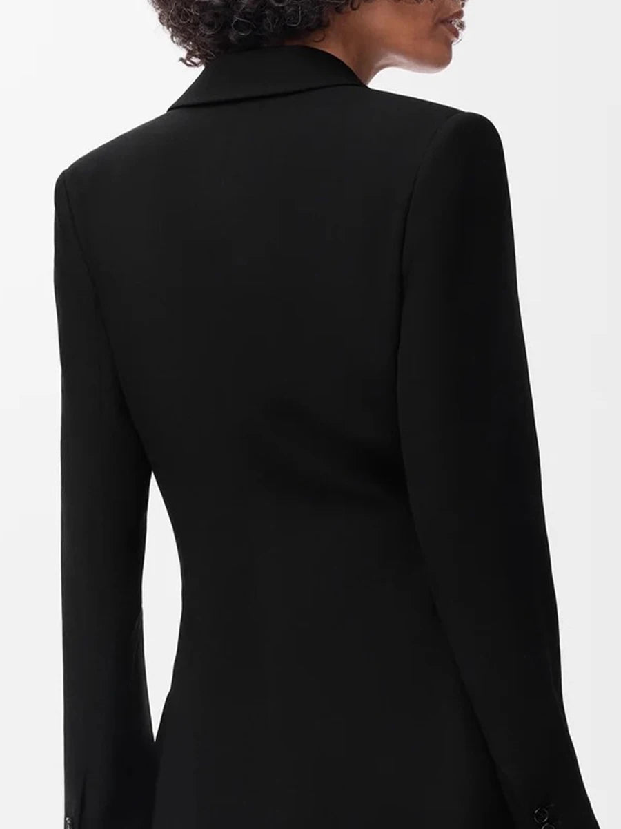 Solid Slimming Minimalist Jackets for Women Lapel Long Sleeves Tunic Temperament Jacket Female Fashion Clothing New