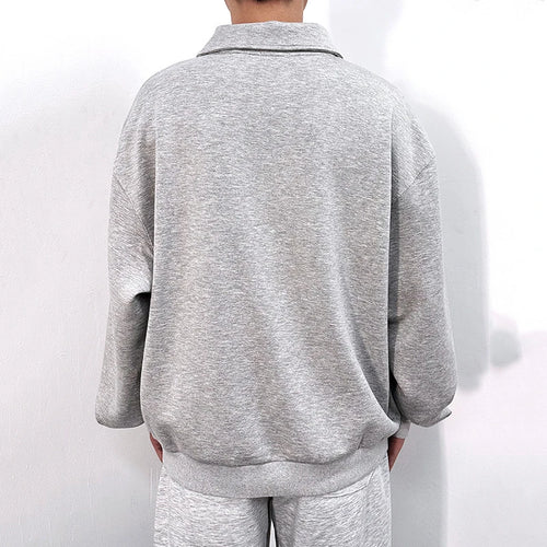 Load image into Gallery viewer, Men&#39;s Sweatshirts New Korean Style Semi Open Button Lapel Design Hoodless Trendy Male New Fashion Long Sleeve Top 9W1829
